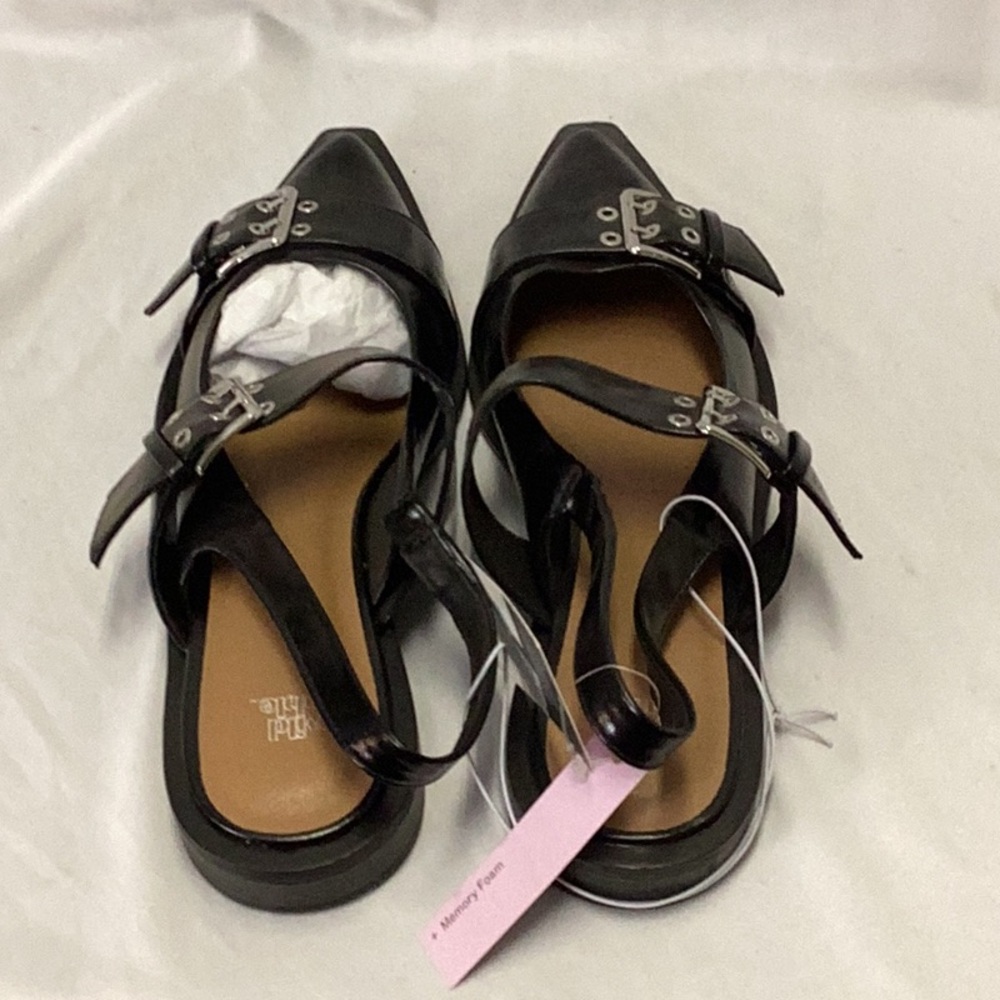 Peyton Double Buckle Slingback Flats Memory Foam Insole - Wild Fable - black - Picture 6 of 7